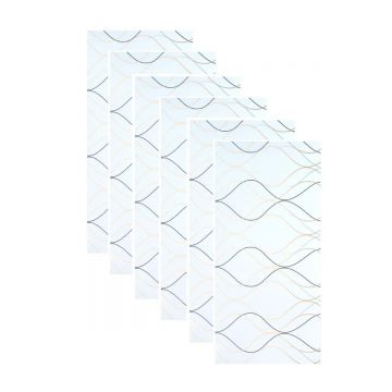 Set 6 panouri decorative autoadezive cu folie de aluminiu, efect marmura,  suprafata acoperita 1.08 m², Naimeed D7110, 60x30 cm, Alb