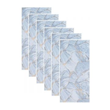 Set 6 panouri decorative autoadezive cu folie de aluminiu, efect marmura,  suprafata acoperita 1.08 m², Naimeed D7112, 60x30 cm, Albastru