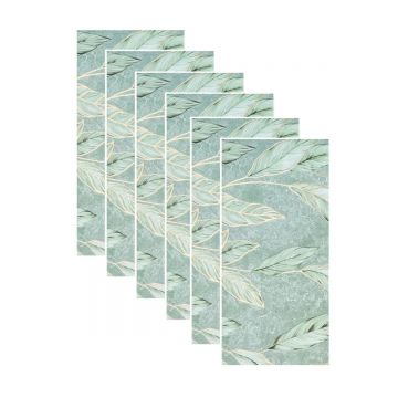 Set 6 panouri decorative autoadezive cu folie de aluminiu, efect marmura,  suprafata acoperita 1.08 m², Naimeed D7115, 60x30 cm, Verde