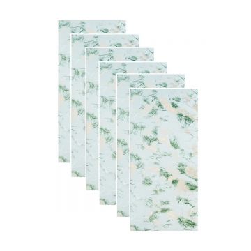 Set 6 panouri decorative autoadezive cu folie de aluminiu, efect marmura,  suprafata acoperita 1.08 m², Naimeed D7117, 60x30 cm, Verde