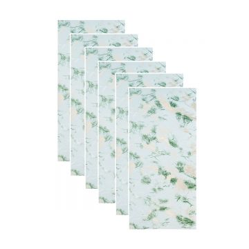 Set 6 panouri decorative autoadezive cu folie de aluminiu, efect marmura,  suprafata acoperita 1.08 m², Naimeed D7117, 60x30 cm, Verde