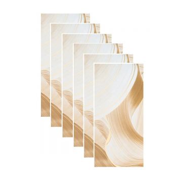 Set 6 panouri decorative autoadezive cu folie de aluminiu, efect marmura,  suprafata acoperita 1.08 m², Naimeed D7119, 60x30 cm, Crem