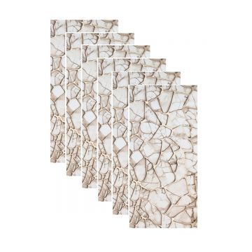 Set 6 panouri decorative autoadezive cu folie de aluminiu, efect marmura,  suprafata acoperita 1.08 m², Naimeed D7120, 60x30 cm, Bej
