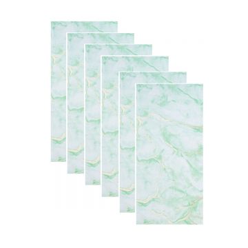 Set 6 panouri decorative autoadezive cu folie de aluminiu, efect marmura,  suprafata acoperita 1.08 m², Naimeed D7122, 60x30 cm, Verde deschis