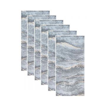 Set 6 panouri decorative autoadezive cu folie de aluminiu, efect marmura,  suprafata acoperita 1.08 m², Naimeed D7126, 60x30 cm, Gri inchis