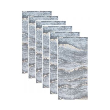 Set 6 panouri decorative autoadezive cu folie de aluminiu, efect marmura,  suprafata acoperita 1.08 m², Naimeed D7126, 60x30 cm, Gri inchis