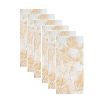Set 6 panouri decorative autoadezive cu folie de aluminiu, efect marmura,  suprafata acoperita 1.08 m², Naimeed D7131, 60x30 cm, Crem