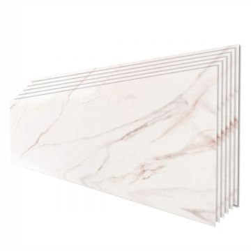 Set 6 panouri decorative, Naimeed D6572, Autoadeziv, aspect lucios, suprafata acoperita 1.08 mp, 30x60 cm, Marmura Alba