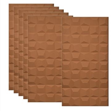 Set 6 x Panou Decorativ 3D, Naimeed D5771, ultrausor, design elegant, PU, 120 x 60 x 2.5 cm, Caramiziu