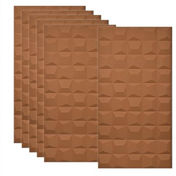 Set 6 x Panou Decorativ 3D, Naimeed D5771, ultrausor, design elegant, PU, 120 x 60 x 2.5 cm, Caramiziu