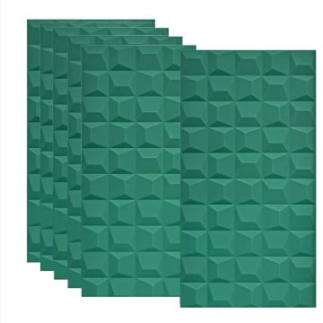 Set 6 x Panou Decorativ 3D, Naimeed D5772, ultrausor, design elegant, PU, 120 x 60 x 2.5 cm, Turcoaz