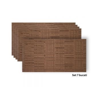 Set 7 panouri decorative din praf de piatra, Naimeed D7329, flexibile, ignifuge, strat protector ceramic, rezistente la razele UV, 120x60x0.2 cm, maro