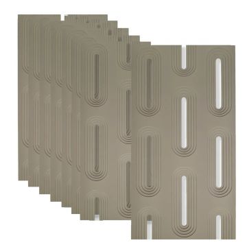 Set 8 x Panou Decorativ 3D, Naimeed D5766, ultrausor, design elegant, PU, 120 x 60 x 3 cm, Crem