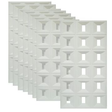 Set 8 x Panou Decorativ 3D, Naimeed D5767, ultrausor, design elegant, PU, 120 x 60 x 3 cm, Alb