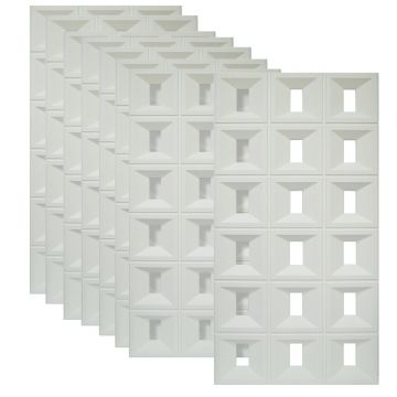 Set 8 x Panou Decorativ 3D, Naimeed D5767, ultrausor, design elegant, PU, 120 x 60 x 3 cm, Alb