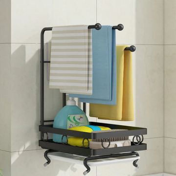 Suport metalic pentru prosoape, Naimeed D4480, Negru