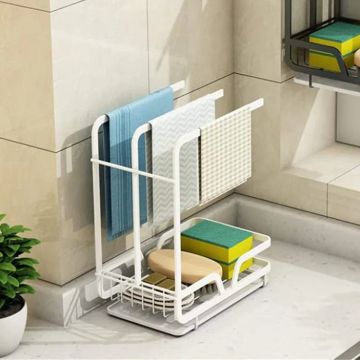 Suport metalic pentru prosoape, prindere adeziva, Naimeed D4513, Alb