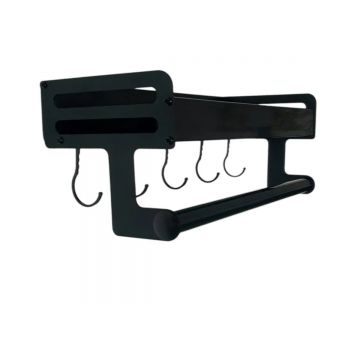 Suport multifunctional cu 5 carlige si sistem de prindere versatil, Naimeed D6164, Negru