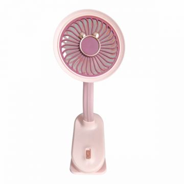 Ventilator, cu acumulator, Naimeed D5860, USB, Roz, 105x240x90mm