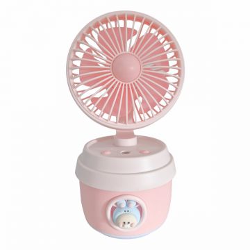 Ventilator si Umidificator, cu acumulator, Naimeed D5834, USB, Roz, 110x210x105mm