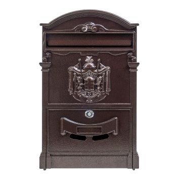 Cutie postala metalica pentru exterior, 410x260x90mm, maro / ZTS 5577_M