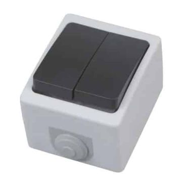 Intrerupator dublu aplicat, Horoz Atom 10A, 250V, IP54 / EXT 112-100-0006