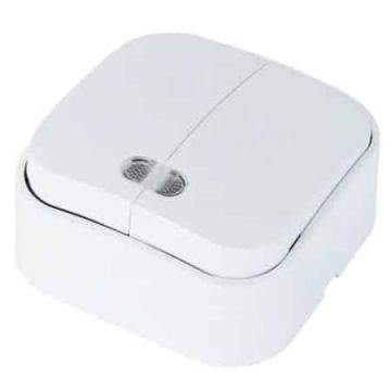 Intrerupator dublu cu led, Horoz, Eva 10A, 240V / EXT 112-002-0002