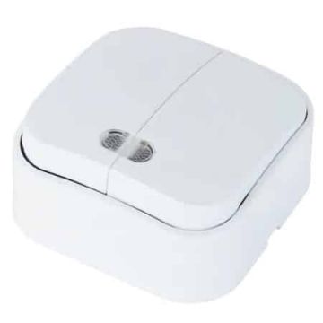 Intrerupator dublu cu led, Horoz, Eva 10A, 240V / EXT 112-002-0002