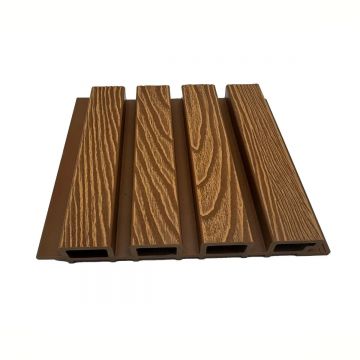 Lambriu decorativ WPC, reliefat, pentru exterior, montaj rapid, rezistenta ridicata, Naimeed D7492, 280x22x2.6cm, Tec