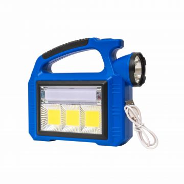 Lanterna de mana cu incarcare solara si USB, 3 moduri de intensitate a luminii, albastru Z-TOOLS / ZTS 8980