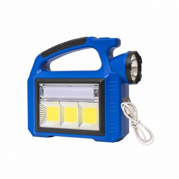 Lanterna de mana cu incarcare solara si USB, 3 moduri de intensitate a luminii, albastru Z-TOOLS / ZTS 8980