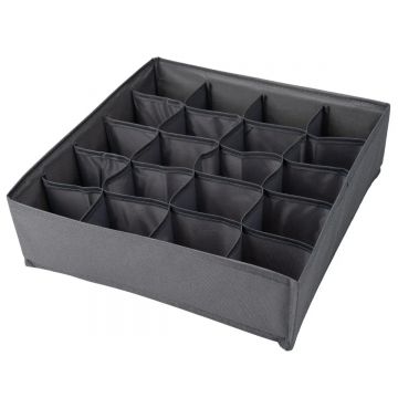 Organizator pliabil de dulap sau sertar, 20 compartimente, Naimeed D7683, Dimensiuni 30x30x10 cm, Gri