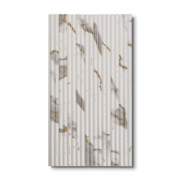 Panou decorativ, riflaj, polimer rigid, Naimeed D7625, Dimensiuni 270x15.2x0.5cm, Alb Royal