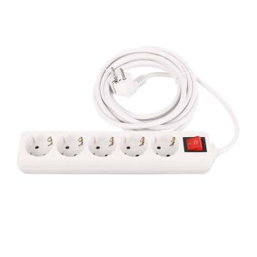 Prelungitor 5 prize, lungime 1.5m cu intrerupator STROHM / SM-5PK-1.5M-WH-1.5M