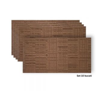 Set 10 panouri decorative din praf de piatra, Naimeed D7329, flexibile, ignifuge, strat protector ceramic, rezistente la razele UV, 120x60x0.2 cm, mar