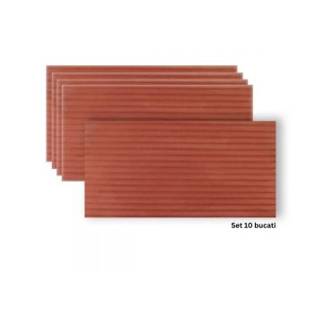 Set 10 panouri decorative din praf de piatra, Naimeed D7361, flexibile, ignifuge, strat protector ceramic, rezistente la razele UV, 120x60x0.2 cm, ros