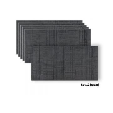 Set 12 panouri decorative din praf de piatra, Naimeed D7330, flexibile, ignifuge, strat protector ceramic, rezistente la razele UV, 120x60x0.2 cm, gri