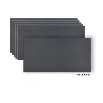 Set 12 panouri decorative din praf de piatra, Naimeed D7337, flexibile, ignifuge, strat protector ceramic, rezistente la razele UV, 120x60x0.2 cm, gri