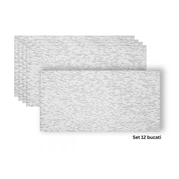 Set 12 panouri decorative din praf de piatra, Naimeed D7356, flexibile, ignifuge, strat protector ceramic, rezistente la razele UV, 120x60x0.2 cm, alb