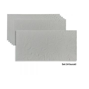 Set 14 panouri decorative din praf de piatra, Naimeed D7316, flexibile, ignifuge, strat protector ceramic, rezistente la razele UV, 120x60x0.2 cm, alb