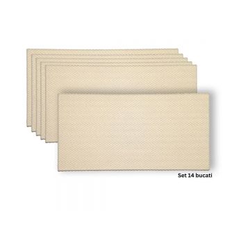 Set 14 panouri decorative din praf de piatra, Naimeed D7334, flexibile, ignifuge, strat protector ceramic, rezistente la razele UV, 120x60x0.2 cm, bej