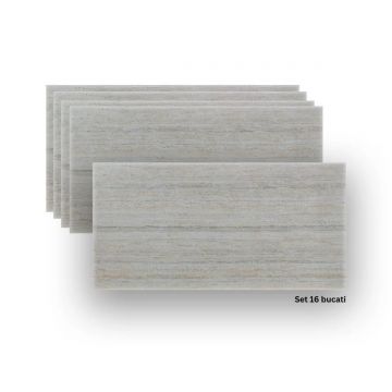 Set 16 panouri decorative din praf de piatra, Naimeed D7310, ignifuge, strat protector ceramic, rezistente la razele UV, 120x60x0.2 cm, alb bejuit
