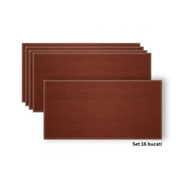 Set 16 panouri decorative din praf de piatra, Naimeed D7324, flexibile, ignifuge, strat protector ceramic, rezistente la razele UV, 120x60x0.2 cm, ros