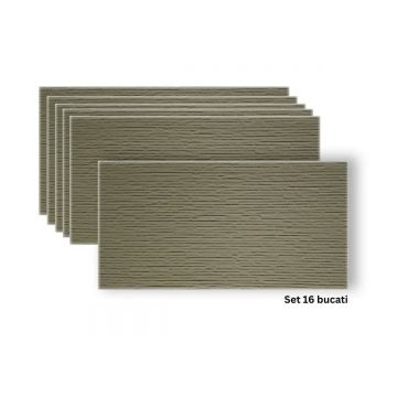 Set 16 panouri decorative din praf de piatra, Naimeed D7332, flexibile, ignifuge, strat protector ceramic, rezistente la razele UV, 120x60x0.2 cm, bej