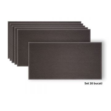 Set 16 panouri decorative din praf de piatra, Naimeed D7346, flexibile, ignifuge, strat protector ceramic, rezistente la razele UV, 120x60x0.2 cm, gri