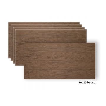 Set 16 panouri decorative din praf de piatra, Naimeed D7347, flexibile, ignifuge, strat protector ceramic, rezistente la razele UV, 120x60x0.2 cm, mar