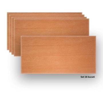 Set 16 panouri decorative din praf de piatra, Naimeed D7349, ignifuge, strat protector ceramic, rezistente la razele UV, 120x60x0.2 cm, portocaliu