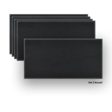Set 2 panouri decorative din praf de piatra, Naimeed D7338, flexibile, ignifuge, strat protector ceramic, rezistente la razele UV, 120x60x0.2 cm, negr