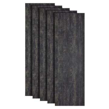 Set 5 panouri decorative, riflaj, polimer rigid, Naimeed D5468, 270x30x0.5cm, Negru
