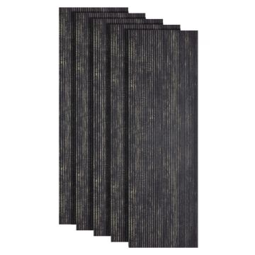 Set 5 panouri decorative, riflaj, polimer rigid, Naimeed D5468, 270x30x0.5cm, Negru